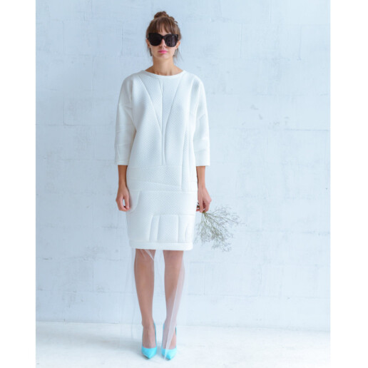 white, neoprene, jumper, dress, zefyras